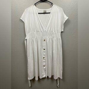 ASOS sz 6 white casual dress short sleeve waist tie mini sun dress